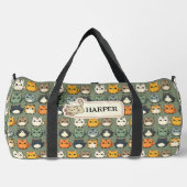 Voeg naam toe, Schattigee Kawaii Cats op Groen Plunjezak (Voorkant)