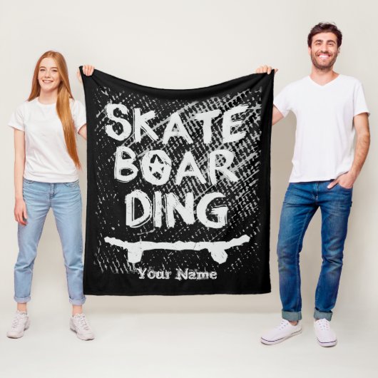 Voeg Naam toe Scratched Skateboarding Fleece Deken (In situ)