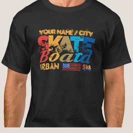 Voeg Naam toe Skateboard Urban SK8 Distress Skateb T-shirt