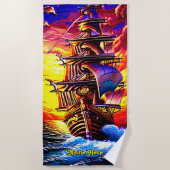 Voeg naam toe, stijlvolle bruine zeeprek strandlaken (Voorkant)