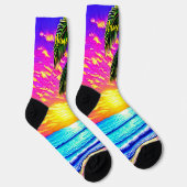 Voeg Naam toe, Stijlvolle strand Zonneset met palm Sokken (Rechts)