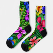 Voeg Naam toe, Stijlvolle Tropische Bloemen & Blad Sokken (Links)