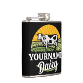 VOEG NAAM TOE Sunset Dairy Farm Grazende Holstein Heupfles (Rechts)