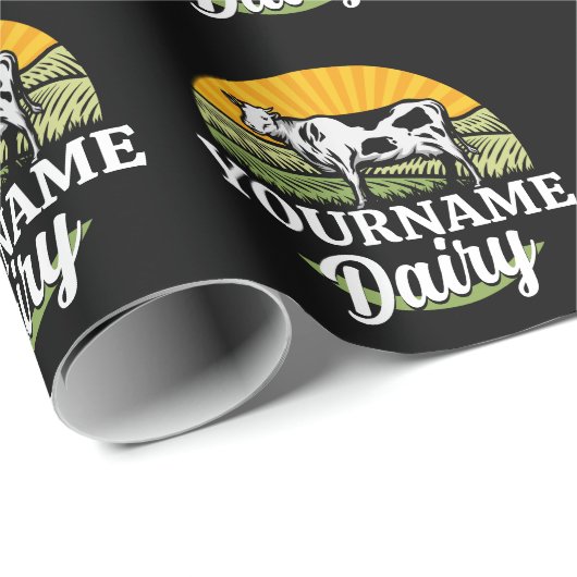 VOEG NAAM TOE Sunset Dairy Farm Grazing Holstein K Cadeaupapier (Rol Hoek)