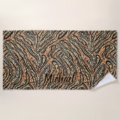 Voeg naam toe, Tribal Boho Crocodile Black op Brow Strandlaken (Voorkant)