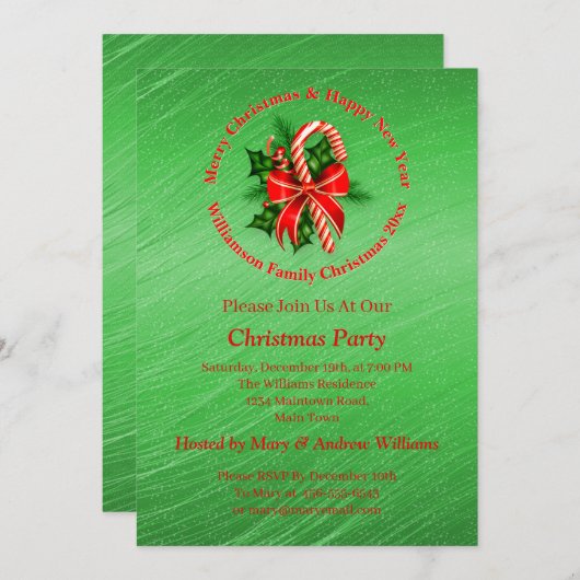 Voeg Naam toe Verander Tekst Rood Groen Kerstfeest Kaart (Voorkant / Achterkant)