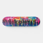 Voeg naam toe, verfdruppelgraffiti persoonlijk skateboard (Horizontaal)