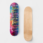 Voeg naam toe, verfdruppelgraffiti persoonlijk skateboard (Voorkant)