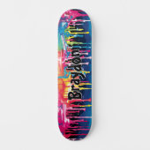 Voeg naam toe, verfdruppelgraffiti persoonlijk skateboard (Voorkant)