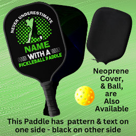 Voeg naam toe, wit groen nooit onderschat, met een pickleball paddle