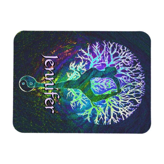 voeg naam toe | Yoga Tree Magneet (Horizontaal)