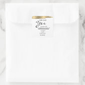 Voeg naam toe Ze heeft ja gezegd Goud Glitter Verl Vierkante Sticker (Tas)