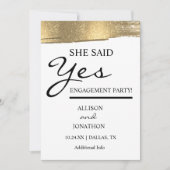 Voeg naam toe Ze zei ja Gouden glitter bruiloft ui Kaart (Voorkant)