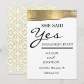 Voeg naam toe Ze zei ja Gouden glitter bruiloft ui Kaart (Voorkant / Achterkant)