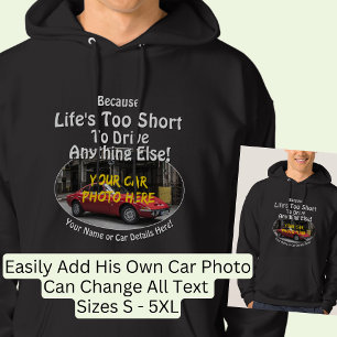 Voeg naam toe, zijn auto foto, tekst, het leven is hoodie