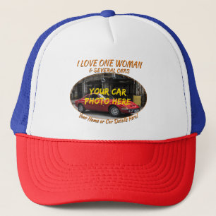 Voeg naam toe, zijn autofoto, tekst, ik hou van vr trucker pet