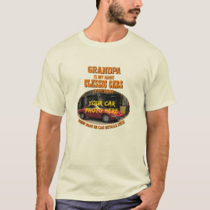 Voeg naam toe, zijn autofoto, tekst, opa klassieke t-shirt