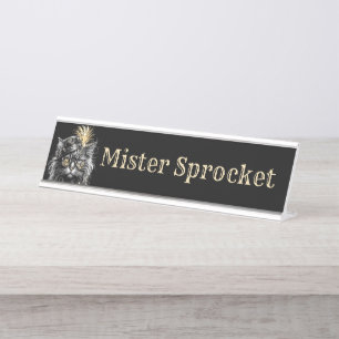 Voeg naam toe zoals meneer Sprocket Steampunk Kat  Bureau Naambordje
