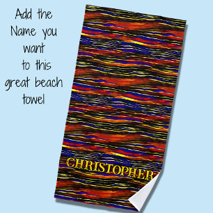 Voeg naam toe, Zuidwest Hombre Tribal Stripe Beach Strandlaken