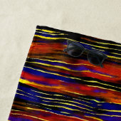 Voeg naam toe, Zuidwest Hombre Tribal Stripe Beach Strandlaken (In situ)