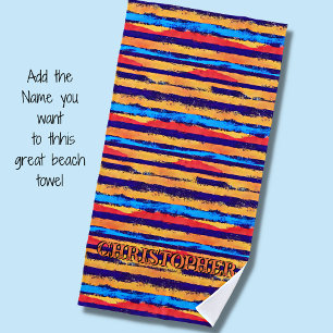 Voeg naam toe, Zuidwest Hombre Tribal Stripe Strandlaken