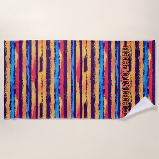 Voeg naam toe, Zuidwest Hombre Tribal Stripe Strandlaken (Voorkant)