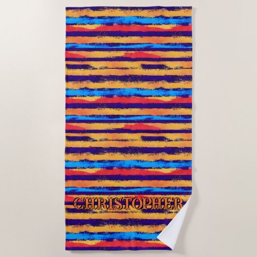 Voeg naam toe, Zuidwest Hombre Tribal Stripe Strandlaken (Voorkant)