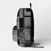 Voeg naam toe Zwart & Grijs Abstract Modern Minima Bedrukte Rugzak (Rechts)