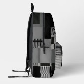 Voeg naam toe Zwart & Grijs Abstract Modern Minima Bedrukte Rugzak (Links)