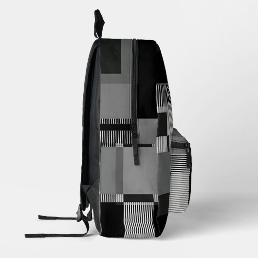 Voeg naam toe Zwart & Grijs Abstract Modern Minima Bedrukte Rugzak (Links)