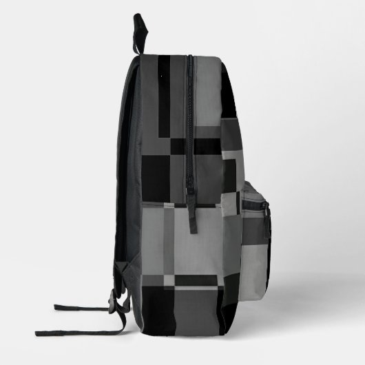 Voeg naam toe Zwart & Grijs Abstract Modern Minima Bedrukte Rugzak (Links)