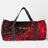 Voeg Naam toe Zwart Rood met Gouden Sterren Galaxy Plunjezak (Voorkant)