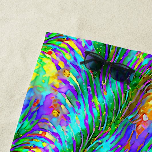 Voeg Naam toe, Zwemel Groen Geel Aqua Strandlaken (In situ)