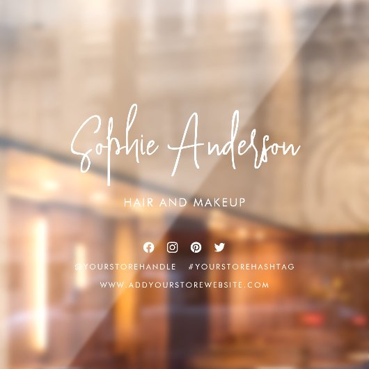 Voeg Naam Trendy Modern Script Social Media toe Raamsticker (Vel 2)