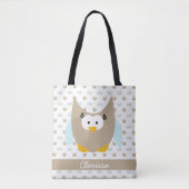 Voeg naam uil patroon met grote uil toe tote bag (Voorkant)