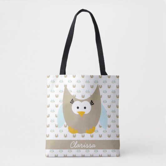 Voeg naam uil patroon met grote uil toe tote bag (Voorkant)