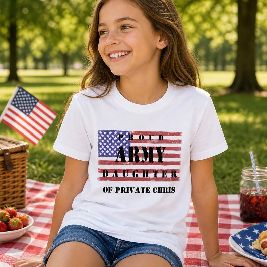 Voeg naam van ouder toe Trots leger dochter shirt