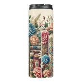 Voeg Naam Vintage Boeken & Bloemen toe  Thermosbeker (Achterkant)