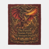 Voeg Naam Vuur Draak Rood 3D Effect Motiverend Fleece Deken (Voorkant)