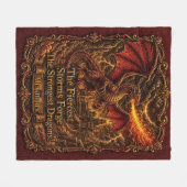 Voeg Naam Vuur Draak Rood 3D Effect Motiverend Fleece Deken (Voorkant (Horizontaal))