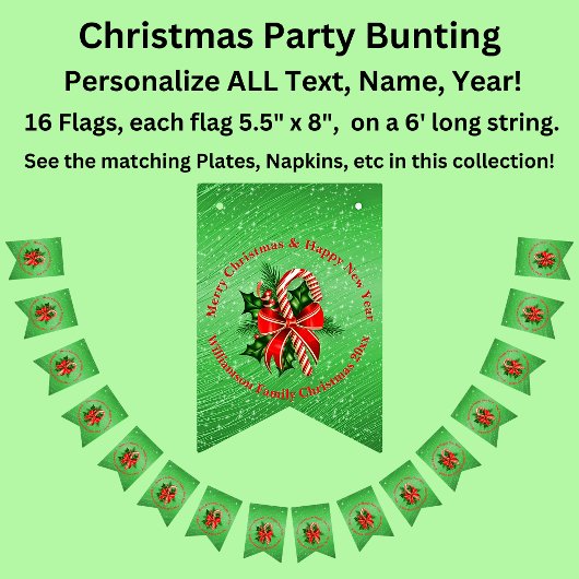 Voeg naam Wijzigen Tekst rood met Kerstmis toe F Vlaggetjes