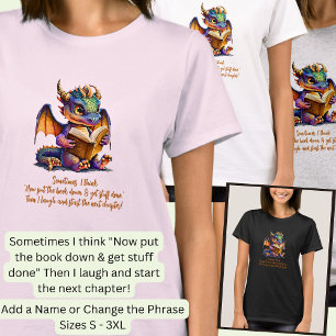 Voeg naam wijzigen zin, Baby Dragon Reading Book T-shirt