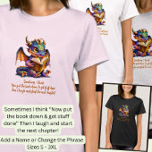 Voeg naam wijzigen zin, Baby Dragon Reading Book T-shirt