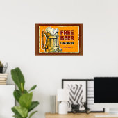 Voeg naambalk, gratis bier morgen, poster (Thuiskantoor)