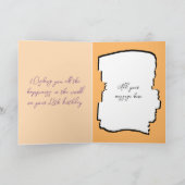 Voeg naamfoto oranje paarse 18e verjaardag toe kaart (Binnen)