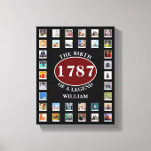 Voeg naamjaar en foto's van de verjaardag toe canvas afdruk (Voorkant)