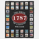 Voeg naamjaar en foto's van de verjaardag toe fleece deken (Voorkant)