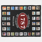 Voeg naamjaar en foto's van de verjaardag toe fleece deken (Voorkant (Horizontaal))