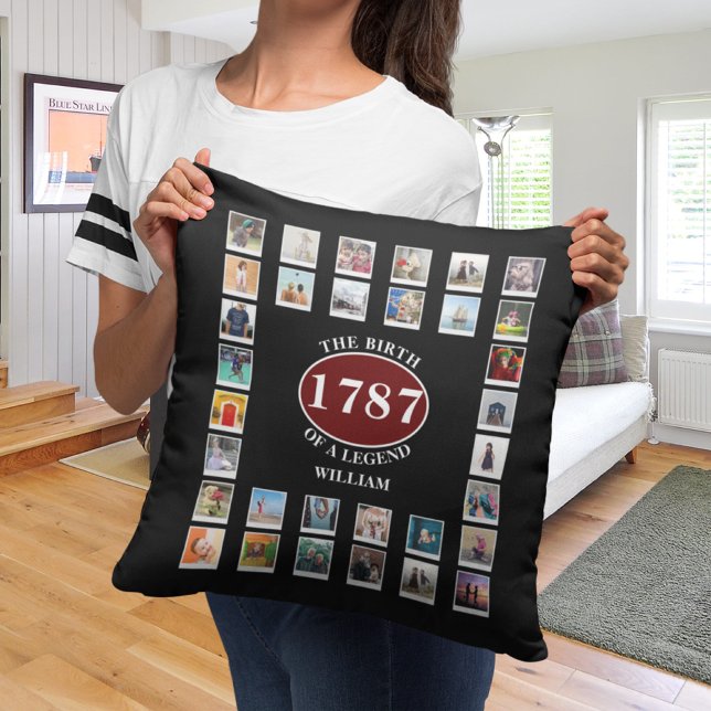 Voeg naamjaar en foto's van de verjaardag toe kussen (Creator heeft geüpload)