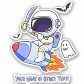 Voeg naamloze astronaut Riding Rocket Ghost Bats t Sticker (Voorkant)